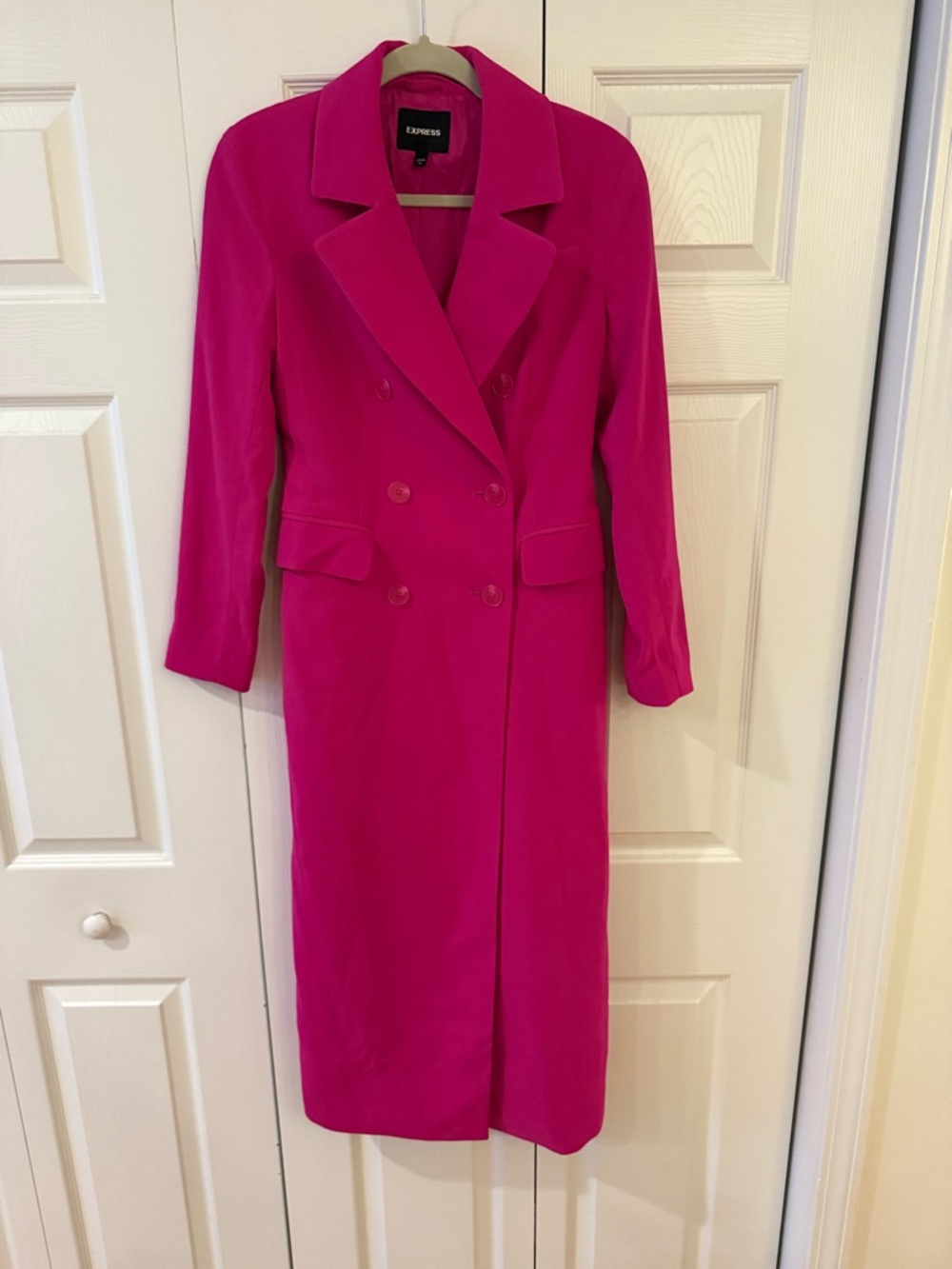Express Hot Pink Tailored Double-Breasted Coat